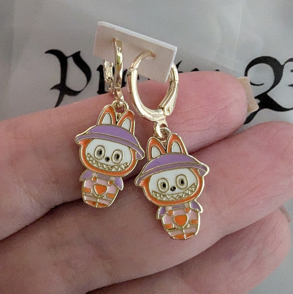 Labubu Earrings Yellow Gold Plated